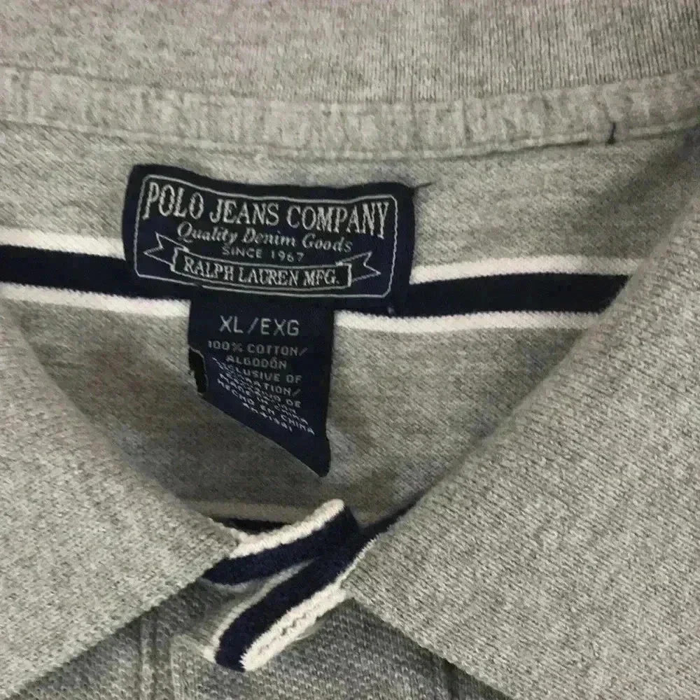 POLO Jeans Co Mens Polo Shirt Size XL Gray Striped Ralph Lauren RL Logo